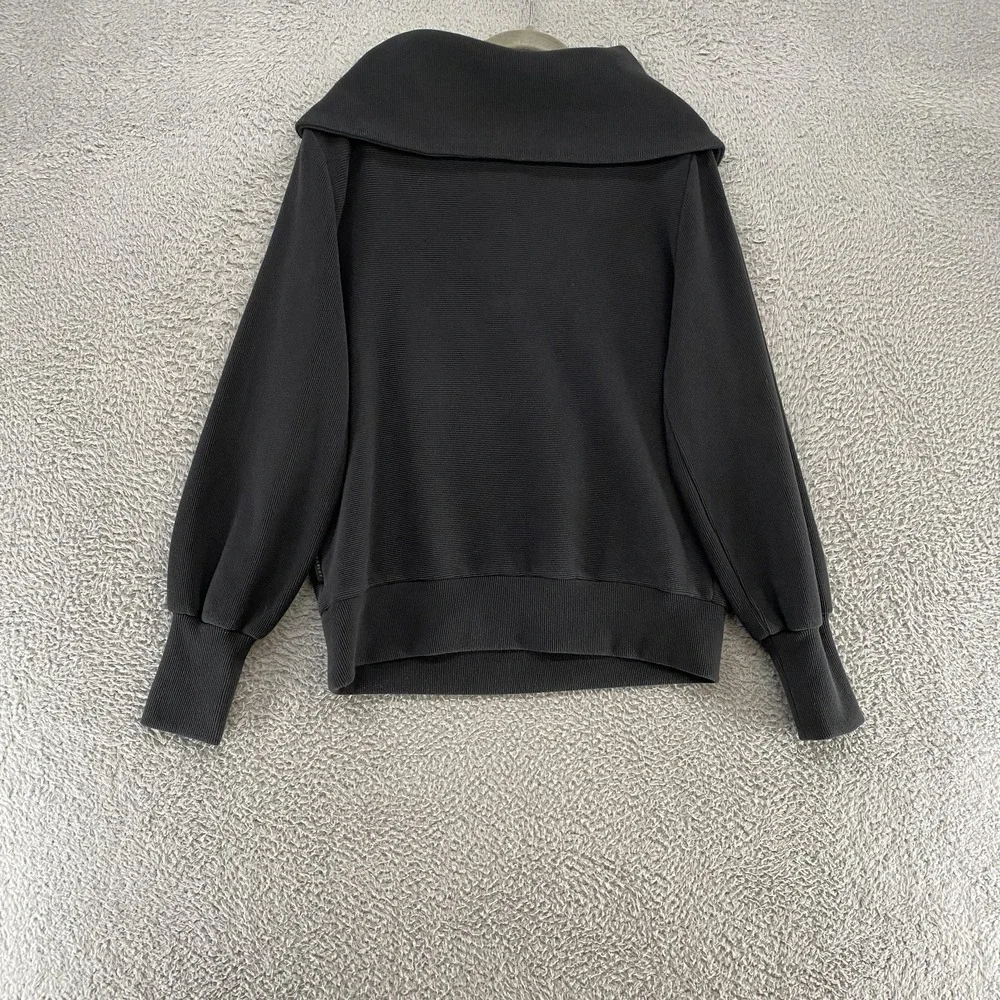 Varley Vine Sweatshirt Womens Small Black Half Zip Collared Ribbed Sweater Knit - Picture 8 of 11